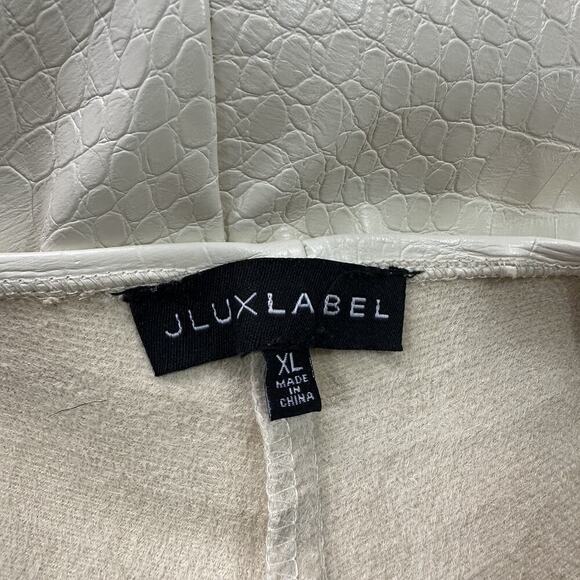 JLUXLABEL Cream Cropped Pants Croc Faux Leather High Waist Neutral Size XL - Picture 10 of 10